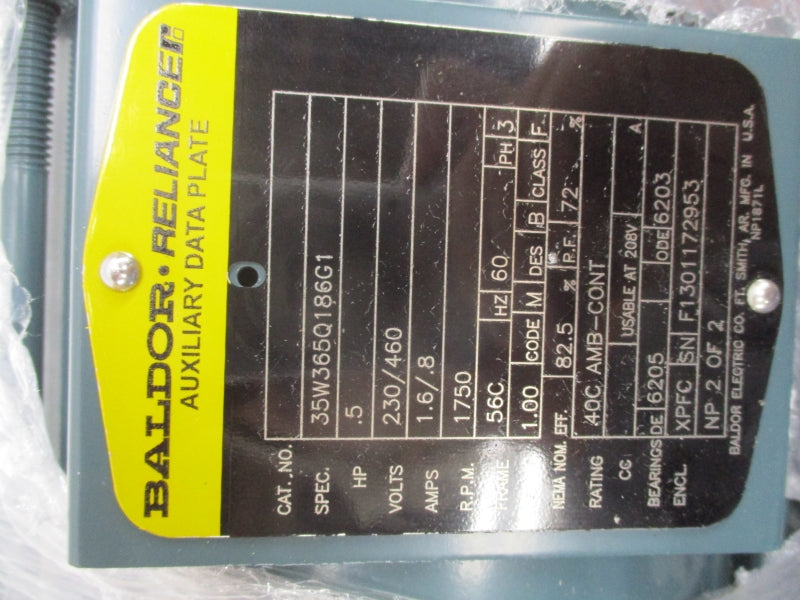 BALDOR Z4109854 35W365Q186G1 230/460V 1.6/0.8A NSMP
