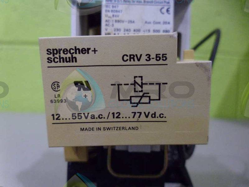 SPRECHER+SCHUH CA3-12-10 W/ CRV3-55 CIRCUIT BREAKER *USED*