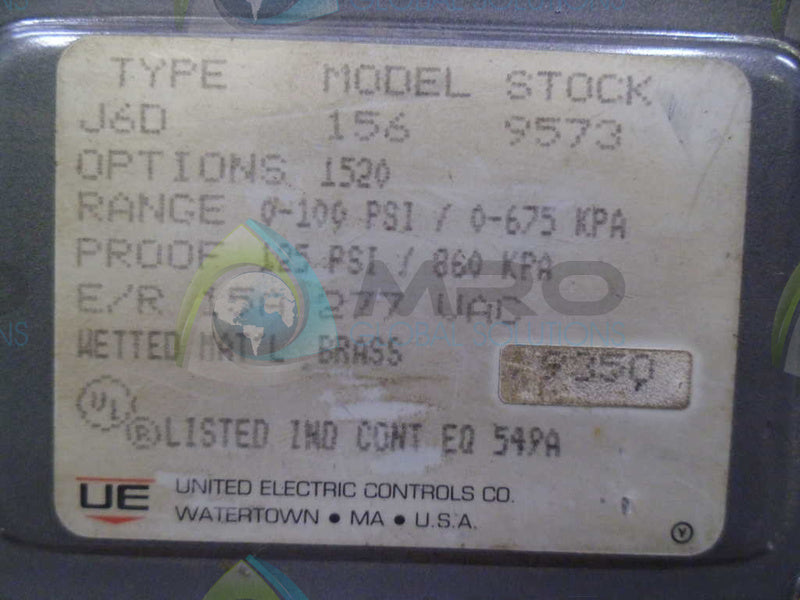 UNITED ELECTRIC J6D156 *USED*
