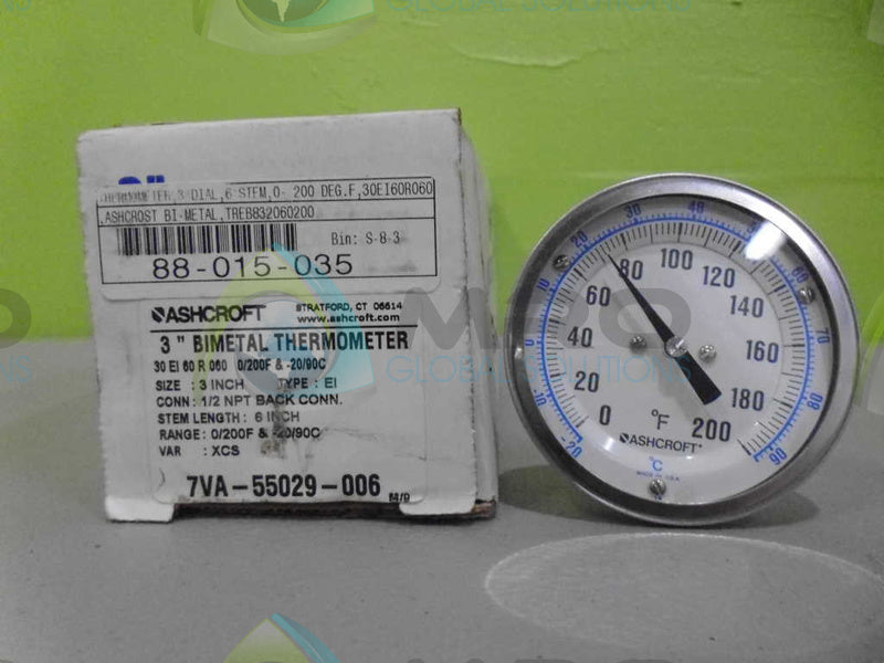 ASHCROFT 30EI60R060-0/200F&-20/90C THERMOMETER 0-200F -20-90C *NEW IN BOX*