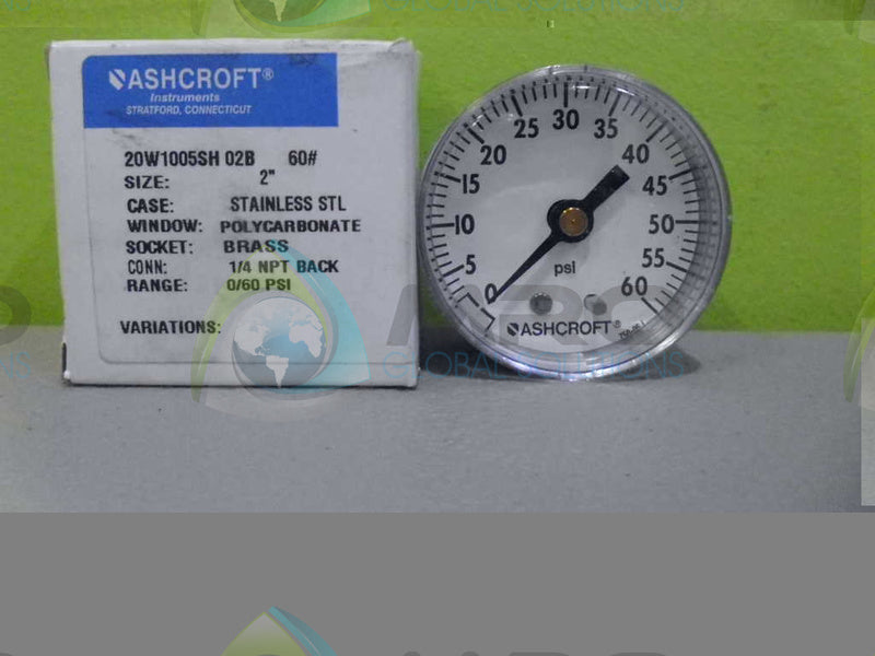 ASHCROFT 20W1005SH02B-60# PRESSURE GAUGE 0-60 PSI *NEW IN BOX*