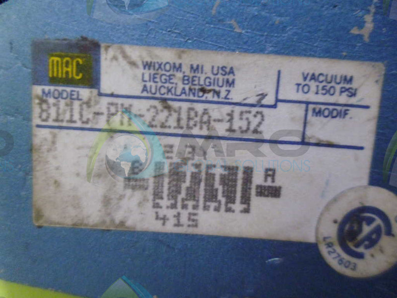MAC 811C-PM-221BA-152 VALVE *USED*