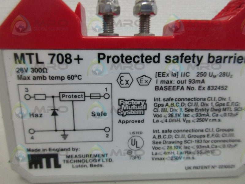 MEASUREMENT TECHNOLOGY MTL708+ PROTECTED SAFETY BARRIER NSNP