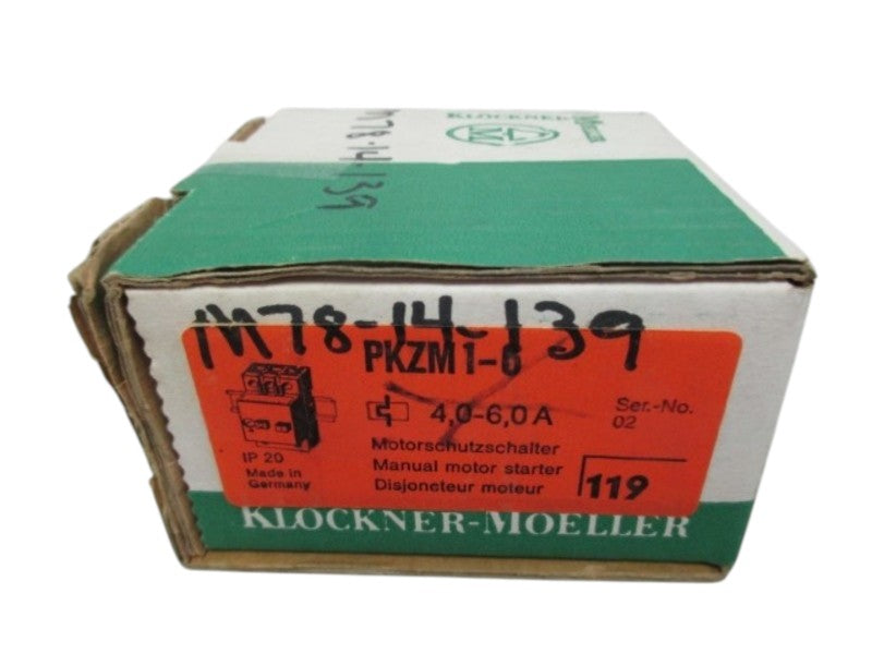 KLOCKNER MOELLER PKZM1-6 MOTOR PRTECTIVE SWITCH 4,0-6,0A  NSMP