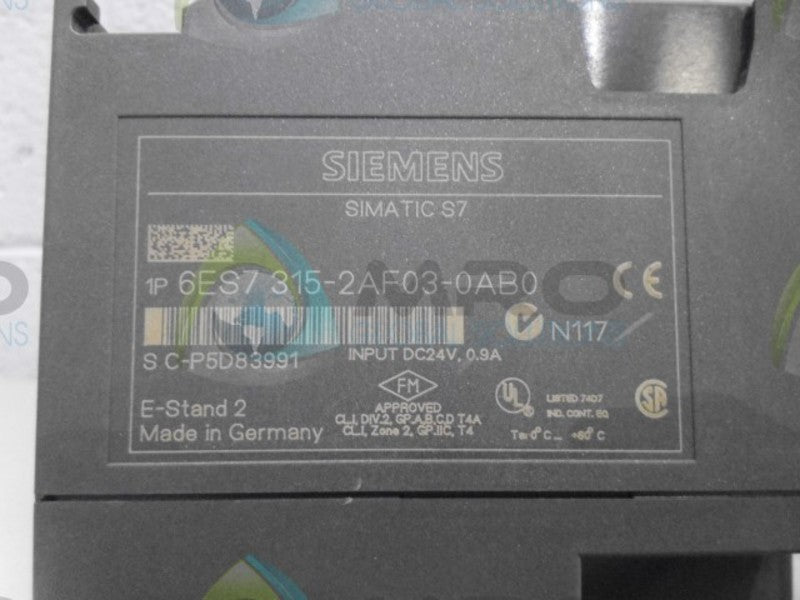 SIEMENS C6ES7-315-2AF03-0AB0 CPU W/PS NSNP