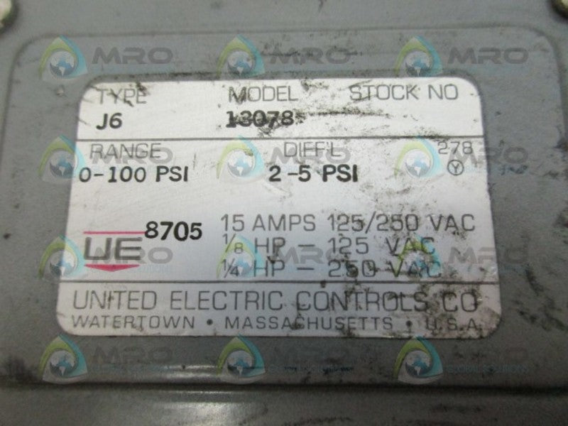 UNITED ELECTRIC J6-13078 PRESSURE SWITCH NSNP