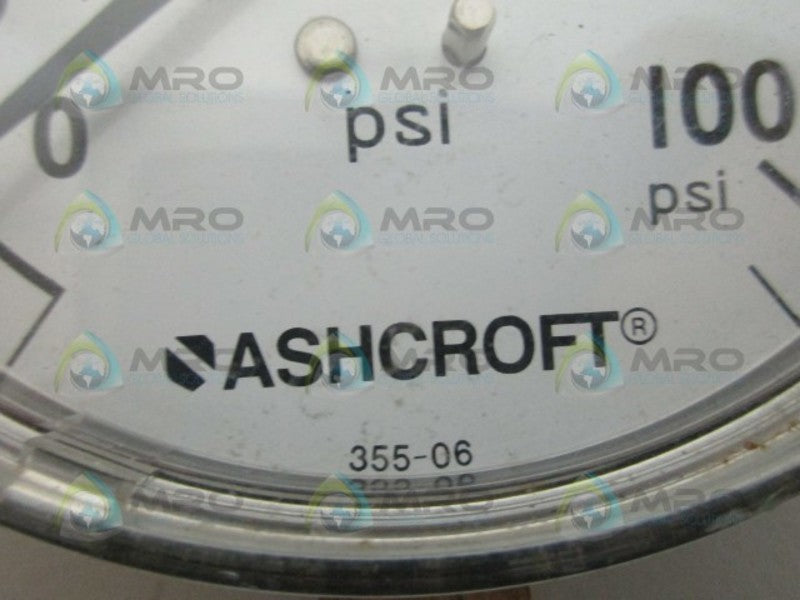ASHCROFT 355-06 GAUGE 0-100 UNMP