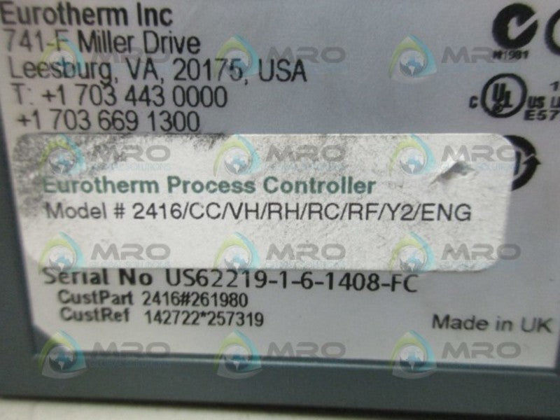 EUROTHERM 2416/CC/VH/RH/RC/RF/Y2/ENG PROCESS CONTROLLER UNMP