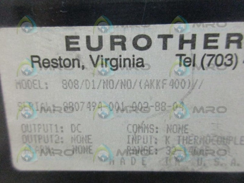 EUROTHERM 808/D1/N0/N0(AKKF400) TEMPERATURE CONTROLLER UNMP