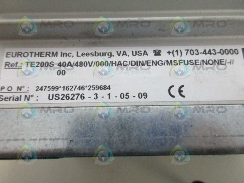 EUROTHERM TES200S40A/480V/000/HAC/DIN/ENG/MSFUSE/NONE  UNMP