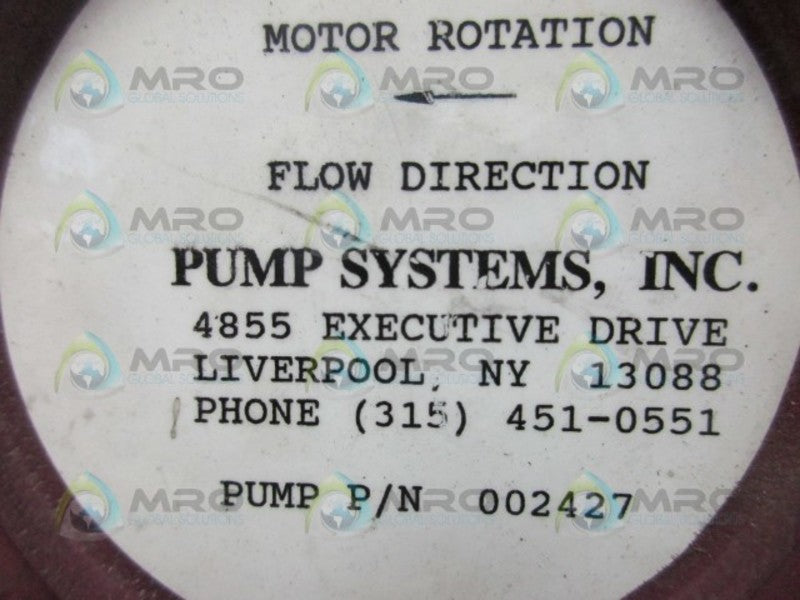 PUMP SYSTEMS 002427 NSNP