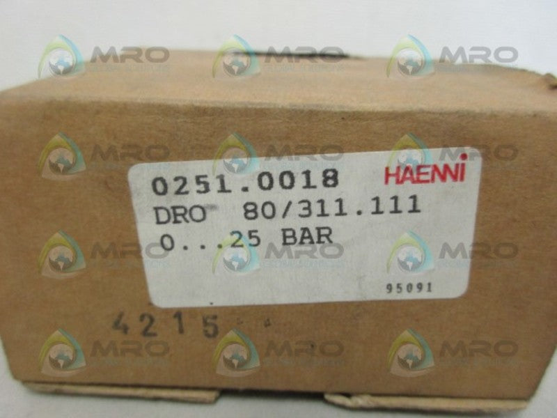 HAENNI 0251.0018 0-25 PRESSURE GAUGE NSMP