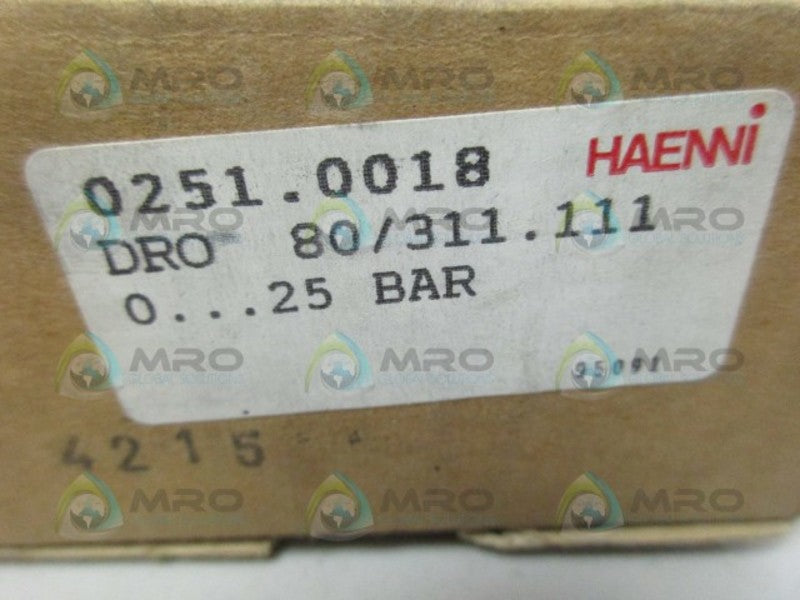 HAENNI 0251.0018 0-25 PRESSURE GAUGE NSMP