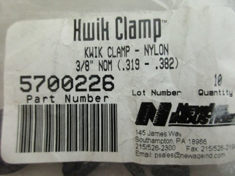 NSNP AGE INDUSTRIES 5700226 KWIK CLAMP (PACKAGE OF 10) NSMP