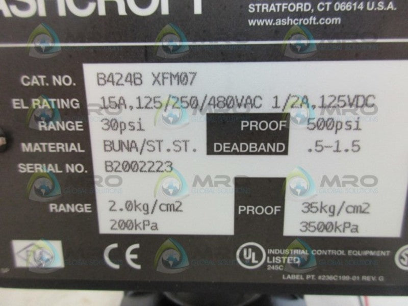 ASHCROFT B424BXFM07 30PSI NSMP