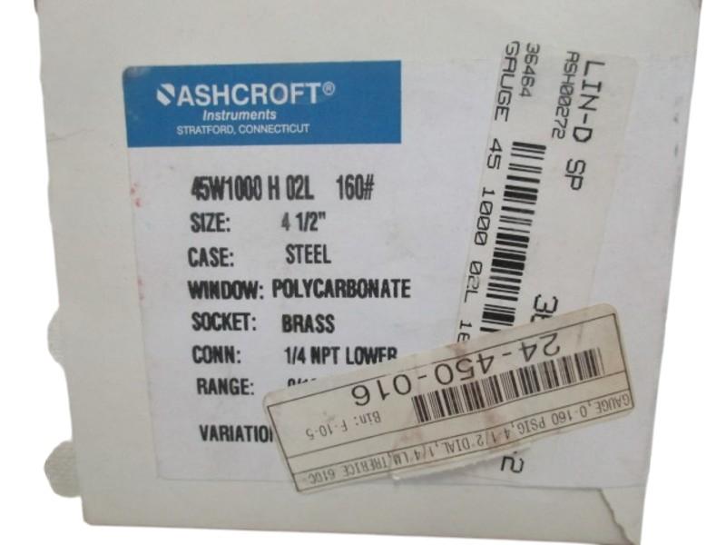 ASHCROFT 45W1000H02L160# PRESSURE GAUGE 0-160 NSMP