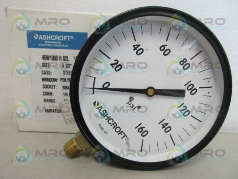ASHCROFT 45W1000H02L160# PRESSURE GAUGE 0-160 NSMP