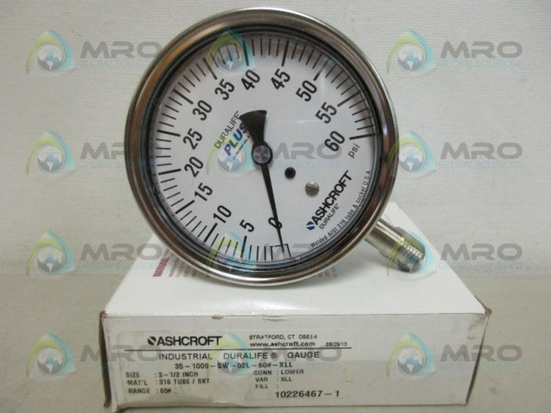 ASHCROFT 351009SW02L60XLL PRESSURE GAUGE 0-60 NSMP