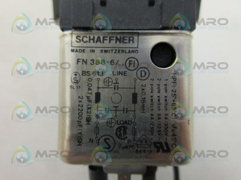 SCHAFFNER FN388-6 POWER ENTRY MODULE PLUG UNMP