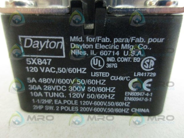 DAYTON 5X847 POWER RELAY UNMP