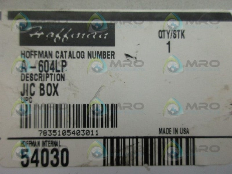 HOFFMAN A-604LP DOOR PANEL UNMP