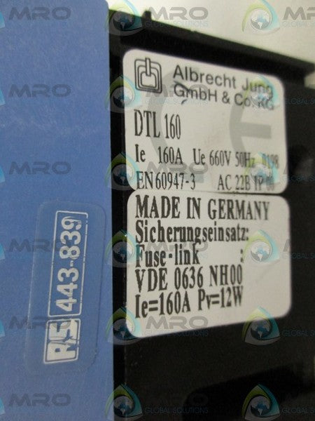 ALBRECHT JUNG DTL160 DISCONNECT SWITCH NSNP