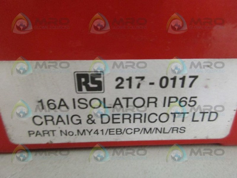 CRAIG & DERRICOTT MY41/EB/CP/M/NL/RS DISCONNECT SWITCH NSNP