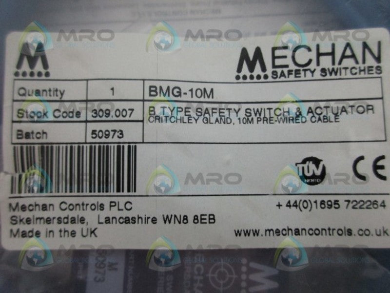 MECHAN BMG-10M SAFETY SWITCH & ACTUATOR NSMP