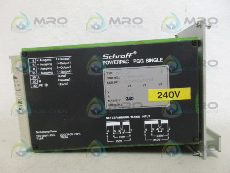 SCHROFF PGG124 POWER SUPPLY UNMP