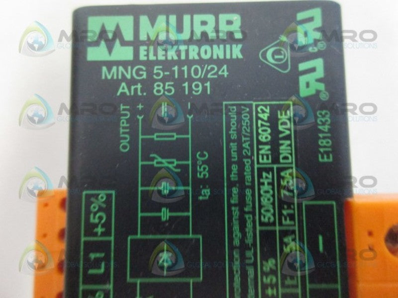 MURR ELEKTRONIK MNG5-110/24 POWER SUPPLY UNMP