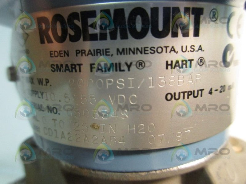 ROSEMOUNT 2051CD1A22A2AB4 PRESSURE TRANSMITTER UNMP