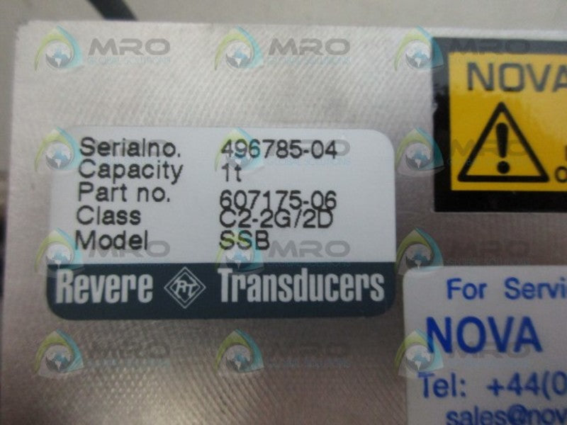 REVERE TRANSDUCERS SSB-C2-1t-2G/2D 607175-06 LOAD CELL 1t NSNP