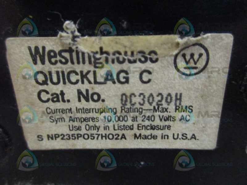WESTINGHOUSE QC3020H CIRCUIT BREAKER 20A UNMP