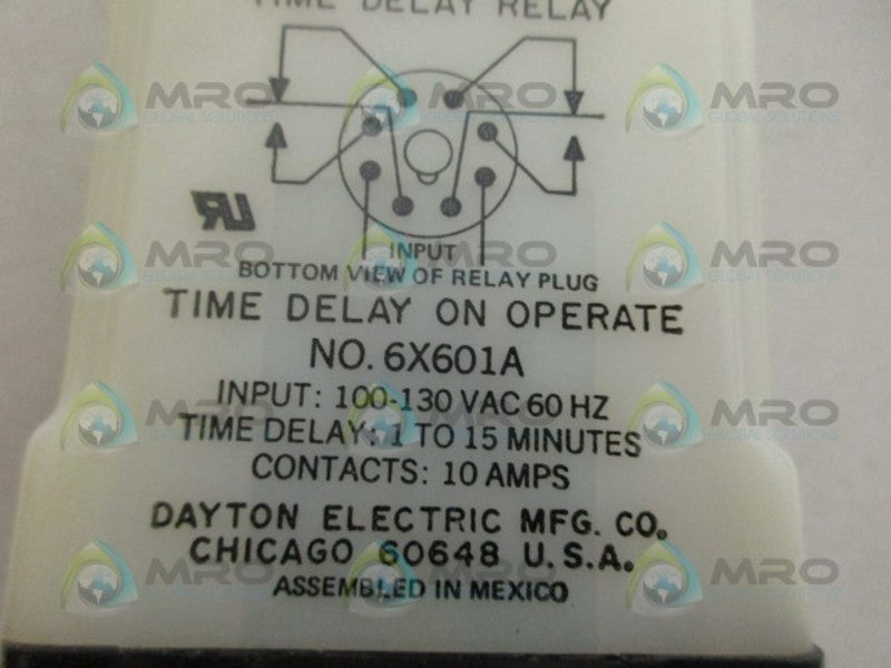 DAYTON 6X601A TIME DELAY RELAY UNMP
