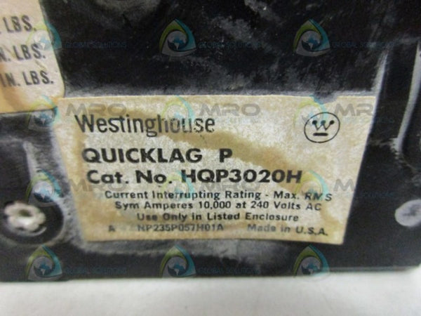 WESTINGHOUSE HQP3020H CIRCUIT BREAKER 3P UNMP