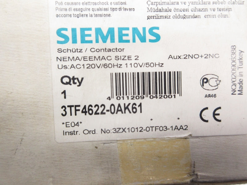 SIEMENS 3TF4622-0AK61 110/120V NSMP