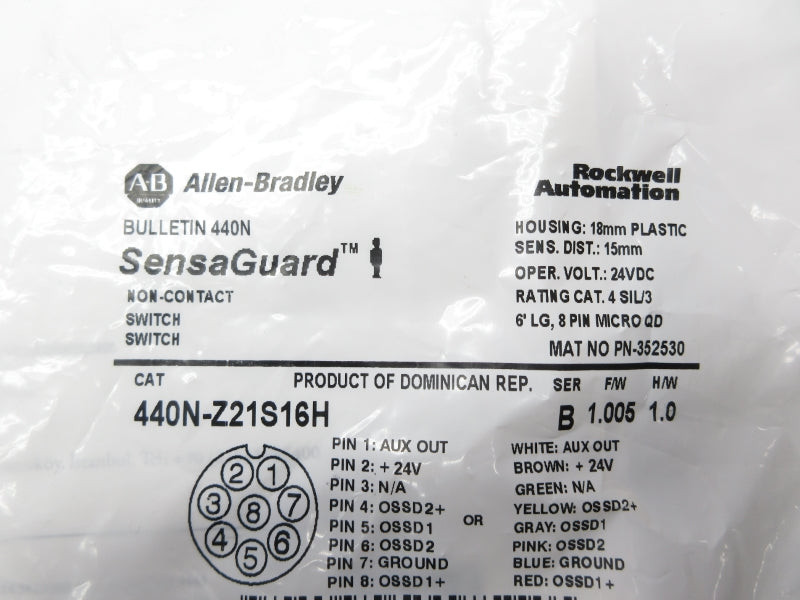 ALLEN BRADLEY 440N-Z21S16H SER. B F/W 1.005 24VDC NSMP