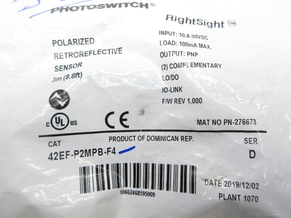 ALLEN BRADLEY 42EF-P2MPB-F4 SER. D F/W 1.000 10.8-30VDC NSMP