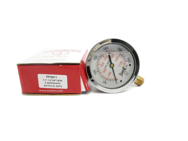 WINTERS PFQ811 0-3000PSI 1/4" NSMP