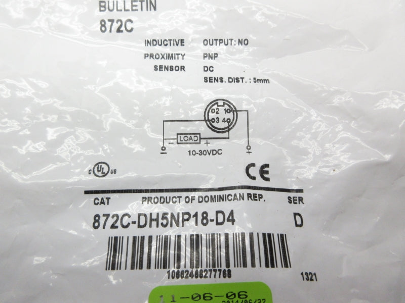 INDUSTRIAL SPARE PART 872C-DH5NP18-D4 SER. D 10-30VDC NSMP