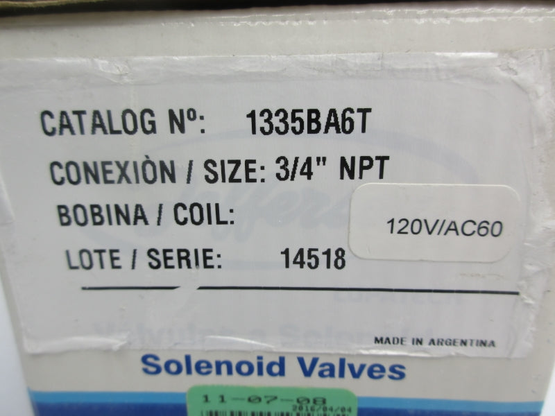 JEFFERSON 1335BA6T 120VAC 150PSI 3/4" NSMP