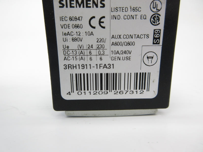 SIEMENS 3RH1911-1FA31 240V 10A NSNP