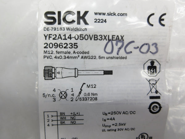 SICK YF2A14-050VB3XLEAX 2096235 250VAC/DC 4A NSMP