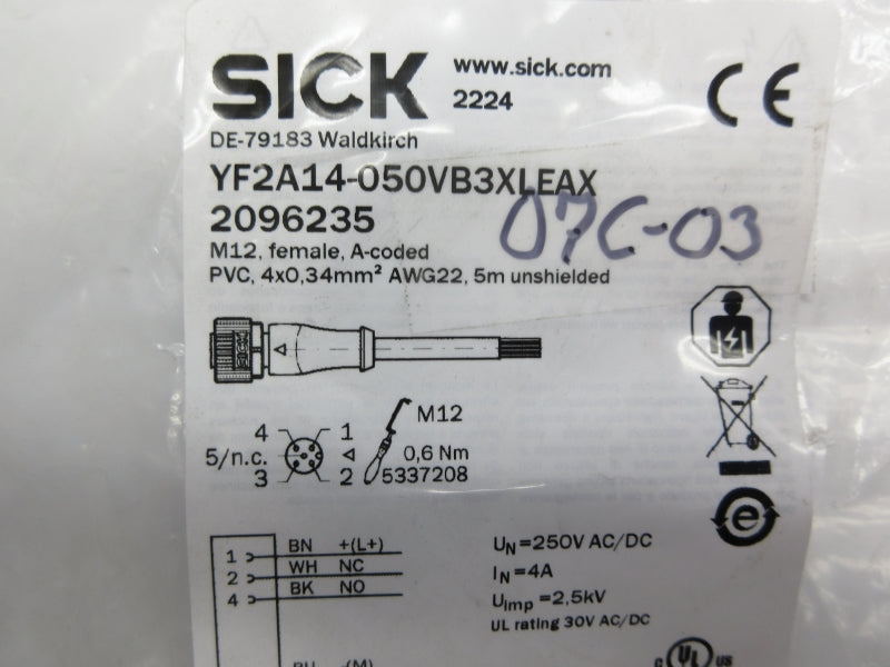 SICK YF2A14-050VB3XLEAX 2096235 250VAC/DC 4A NSMP