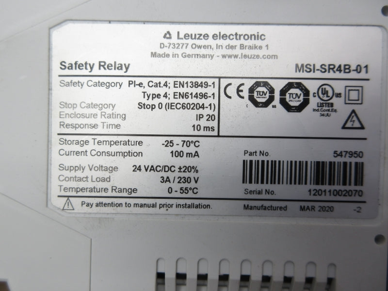 LEUZE ELECTRONIC MSI-SR4B-01 24VAC/DC NSMP