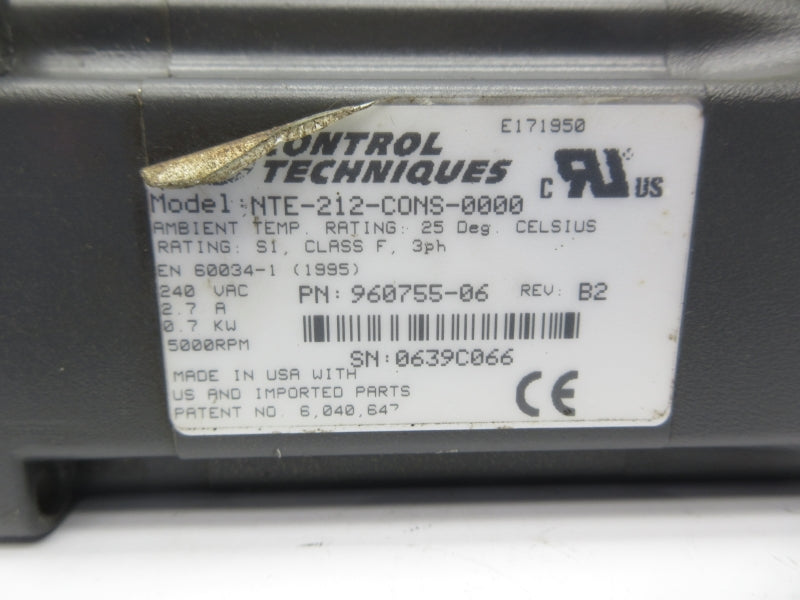 CONTROL TECHNIQUES NTE-212-CONS-0000 960755-06 240VAC 2.7A NSNP