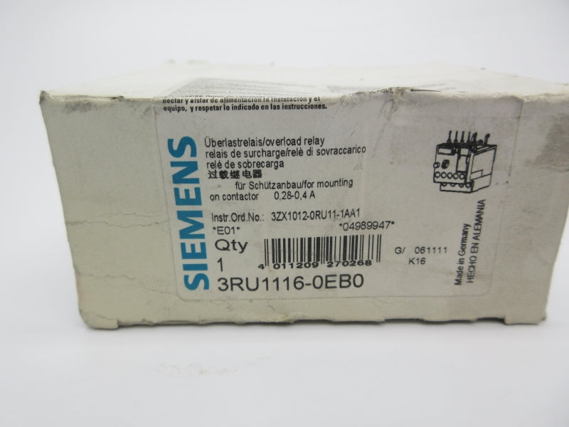 SIEMENS 3RU1116-0EB0 690V 0.28-0.4A NSMP