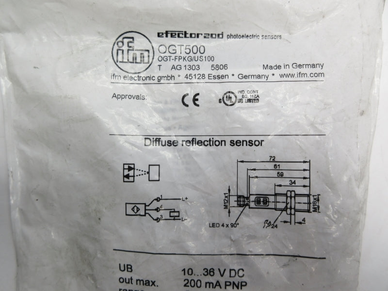 IFM EFECTOR OGT-FPKG/US100 OGT500 10-36VDC NSMP