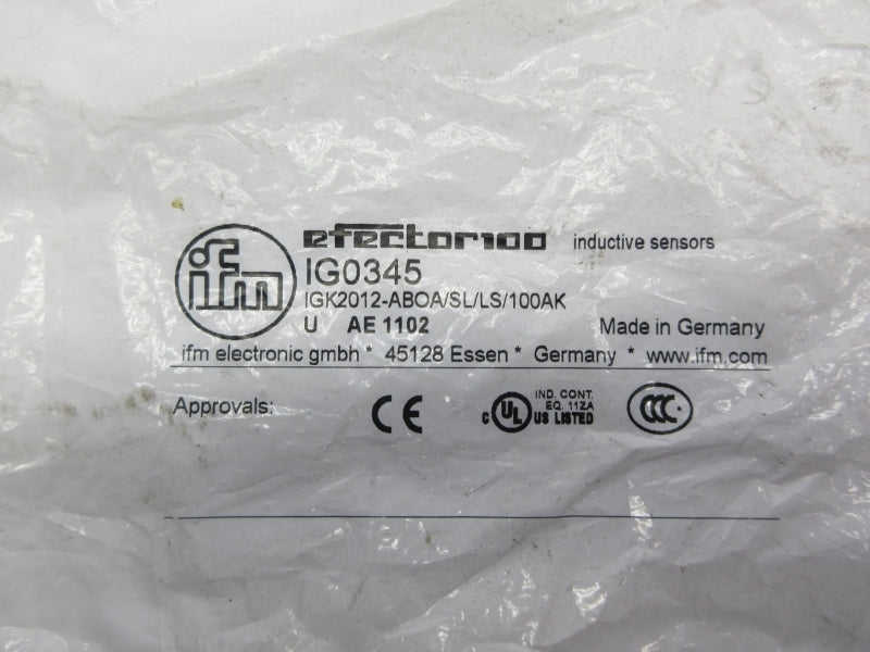 IFM EFECTOR IGK2012-ABOA-SL/LS/100AK IG0345 2-250VAC/DC NSMP