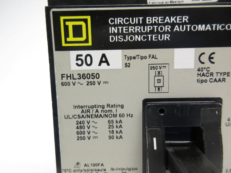 SQUARE D FHL36050 600V 50A NSNP